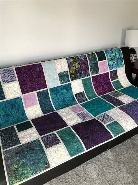 Purple And Teal Lap Quilt Large Wallhanging Etsy