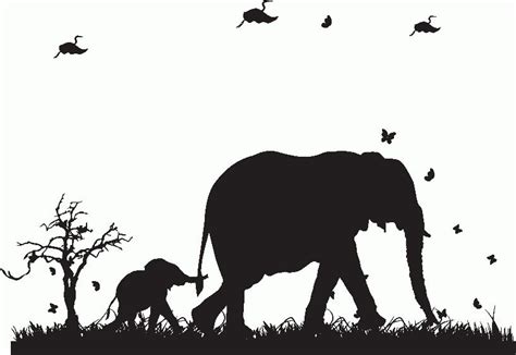 Elephant And Butterflies Wall Stickers From £1299 Baby