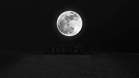 Wallpaper Night Moon Moonlight Circle Atmosphere Stonehenge