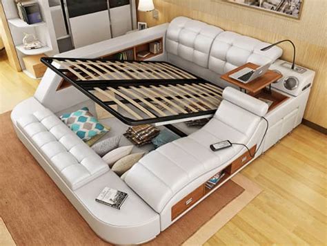 Modern Bedroom Furniture White Massage Multifunctional Leather Storage