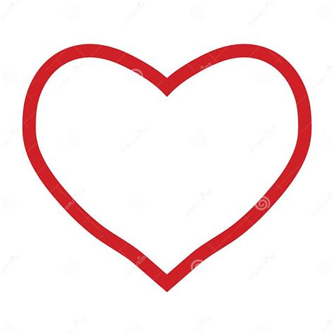 Red Heart Outline On A White Background Valentines Day Raster Stock