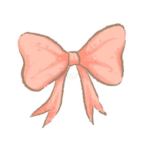 Cute Pink Bow Imitation Of Watercolor Handmade Stock Vector
