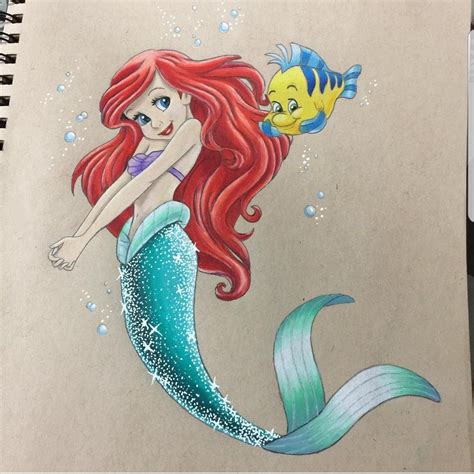 How To Draw Little Ariel From Disney S The Little Mer