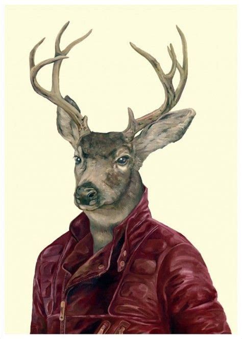 Animal Head Human Body Deer Art Print Deer Wall Art Deer Illustration