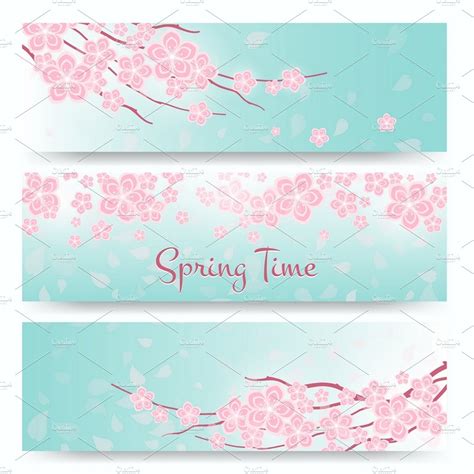 Spring Flowers Banners Decorative Illustrations Creative Market