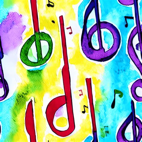Colorful Musical Notes Music Watercolor Hyper Realistic Intricate