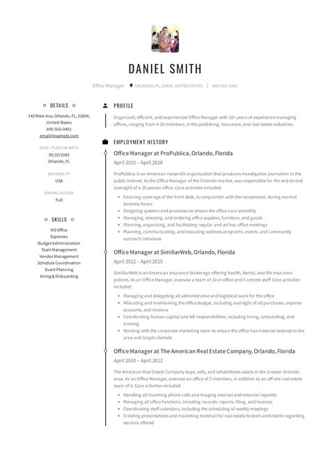 Guide Office Manager Resume 12 Samples Pdf 2019