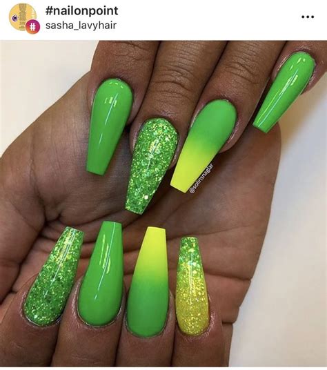 💚lemon Lime Colored Nails💛 Nails Yellow Neon Green Nails Green