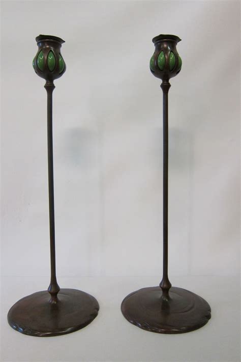 Tiffany Studios Bronze Candlesticks From Zinziantiques On Ruby Lane