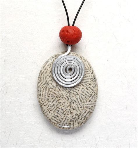 Eco Friendly Jewelry Newspaper Pendant Red By Paperjewelrydesign