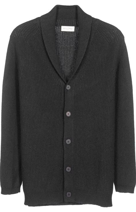 Pull marron à col châle : Gilet maille anglaise col châle Homme