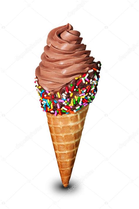 Chocolate Ice Cream On Wafer Cone Stock Photo By Coffee