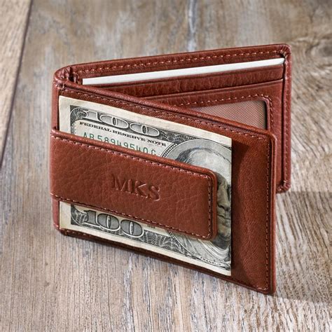Men's wallet, pebbled credit card case and money clip. Privacy Billfold Wallet with Magnetic Money Clip - Levenger