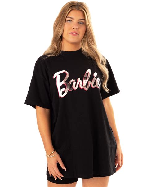 Barbie Oversized T Shirt Womens Ladies Doll Logo Black Top Clothes Ebay