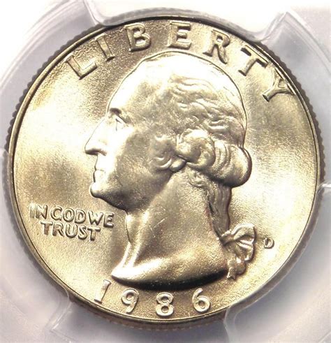 1986 D Washington Quarter 25c Coin Pcgs Ms67 Rare In Ms67 800