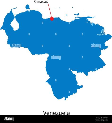 Detailed Vector Map Of Venezuela And Capital City Caracas Stock Vector