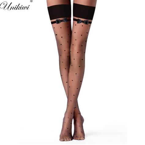 sexy women s hosiery classic black small polka dot stay up thigh high silk stockings hose ladies