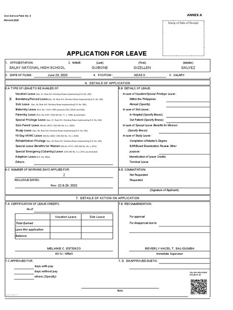 Csc Form No 6 Revised 2020 Deped Misor Field 2 1 Pdf Parental