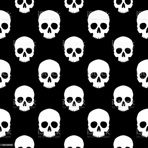 White Human Skulls Seamless Pattern Stock Illustration Download Image
