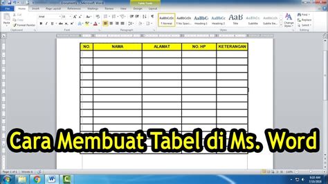 Cara Membuat Tabel Dan Mengatur Tabel Di Ms Word Youtube Tamil IMAGESEE