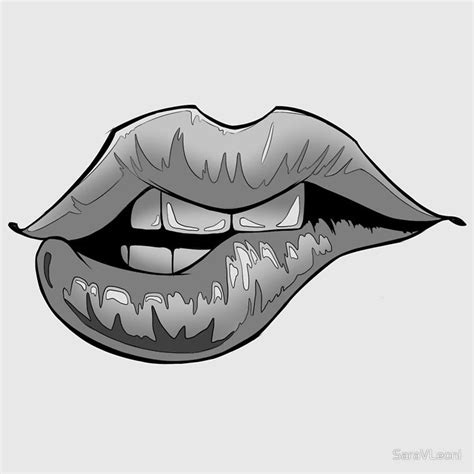 Cartoony Lips Bite • My Original Art On Redbubble High Quality Print