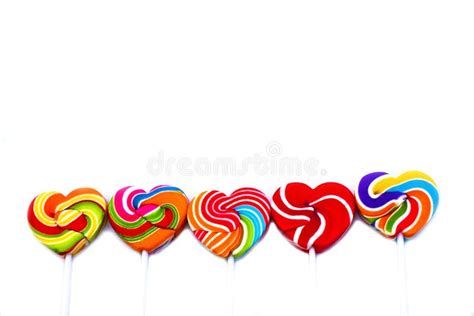 Sweets Candies Heart Shape Color Full On White Background Set Candy Of