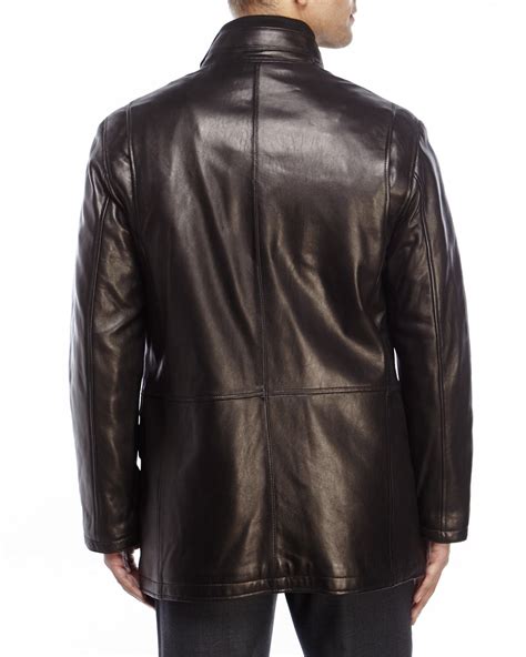 Cole Haan Smooth Lamb Leather Jacket In Black Brown For Men Lyst