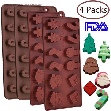 Custom Christmas Theme 3d Silicone Chocolate Candy Molds For Chocolates