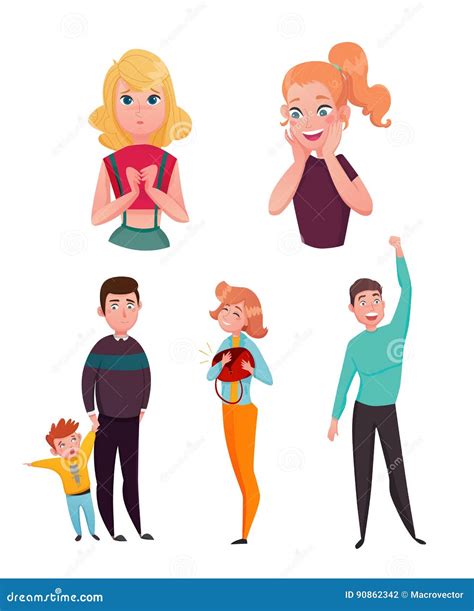 People Emotions Cartoon Characters Set Stock Vector Illustration Of