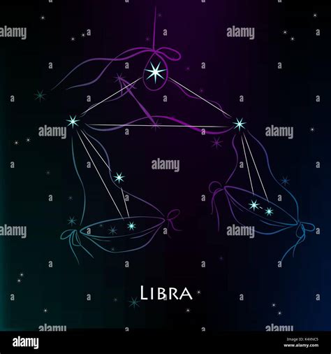 Libra Constellation And Zodiac Sign Against The Starry Dark Sky