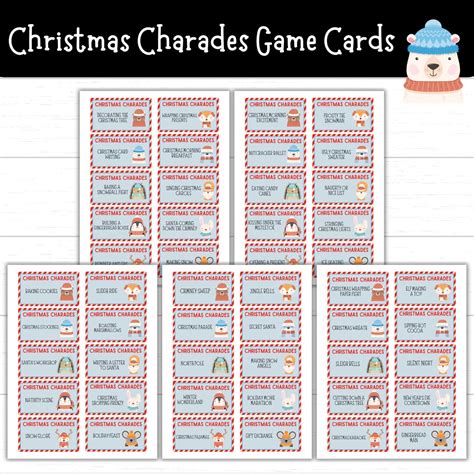 Christmas Charades Printable Charades Printable Game Cards Etsy