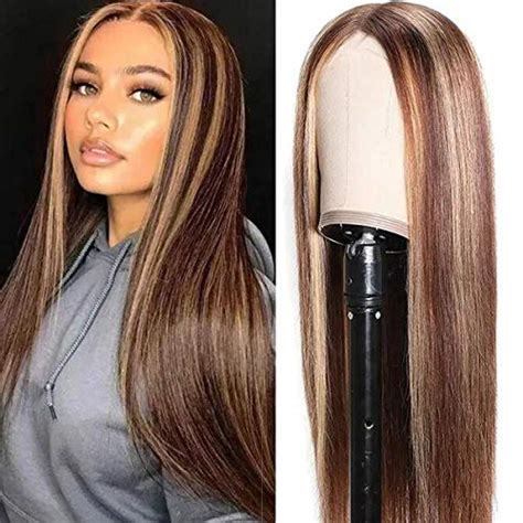 Unice Ombre Blonde Highlight Fake Scalp T Part Lace Human Hair Wigs