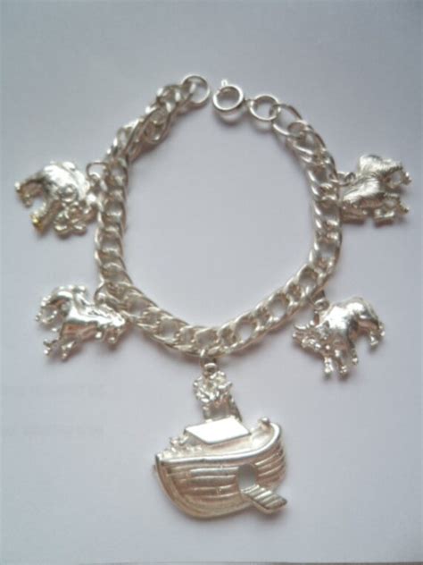 Vintage Firmato Ajc Silvertone Charm Bracelet Noahs Ark Etsy