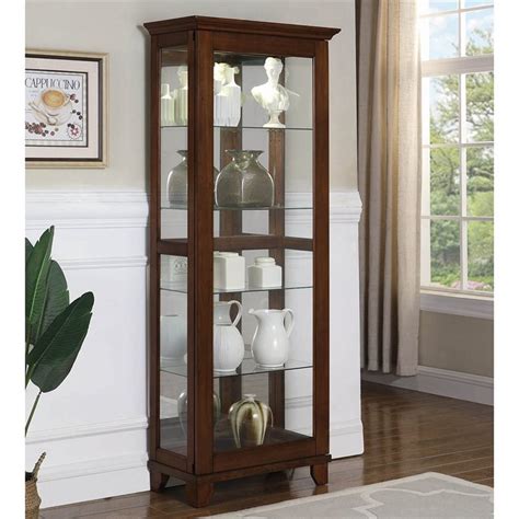 With four shelves, there is plenty of space to store and display your prized collections. coaster 5 shelf halogen curio cabinet in chestnut - 950188