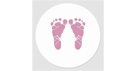 Pink Baby Footprints Classic Round Sticker