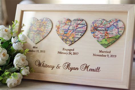 Heart Map Print Wedding Or Engagement T 1st Anniversary Etsy