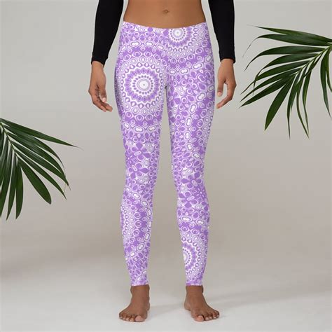 Lavender Leggings Yoga Pants Light Purple Printed Yoga Tights Etsy