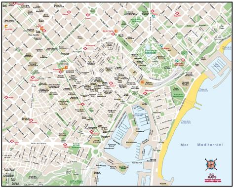 Mapa Vectorial Illustrator Eps Barcelona Centro Esade Bc Maps Mapa