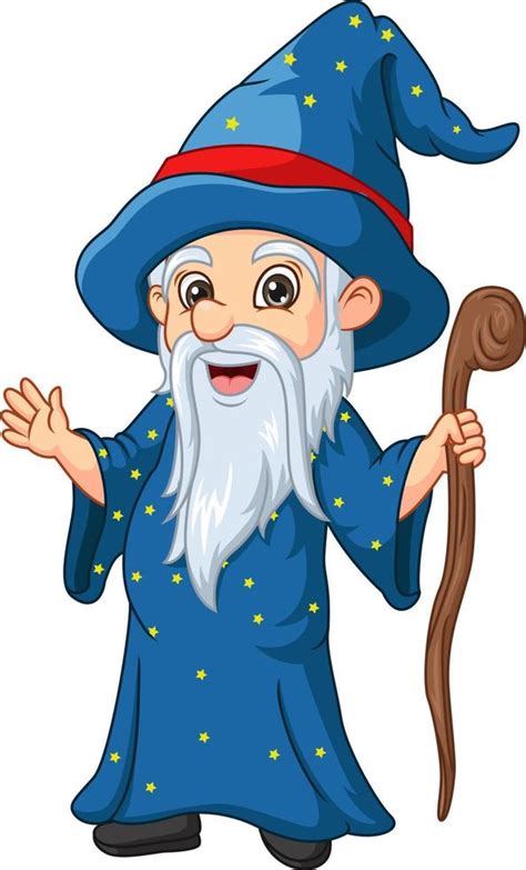 Cartoon Old Wizard Holding Stick Vector Art At Vecteezy