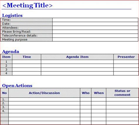 Minutes Of Meeting Template Word Meeting Notes Template Meeting