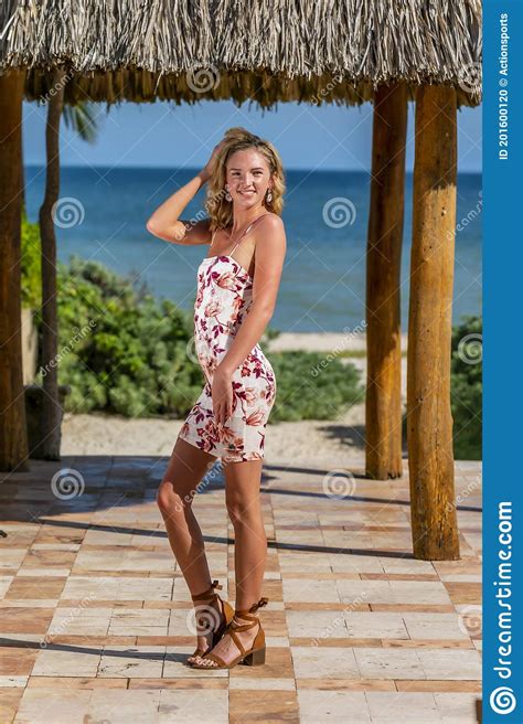 A Lovely Blonde Model Poses While On Vacation In The YucatÃ¡n Peninsula Near Merida Mexico