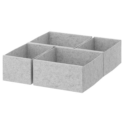 In foto vedete la scatola fjalla, in carta e lacca acrilica goffrata, con le maniglie e i bordi in acciaio. KOMPLEMENT Set di 4 scatole, grigio chiaro, 50x58 cm - IKEA
