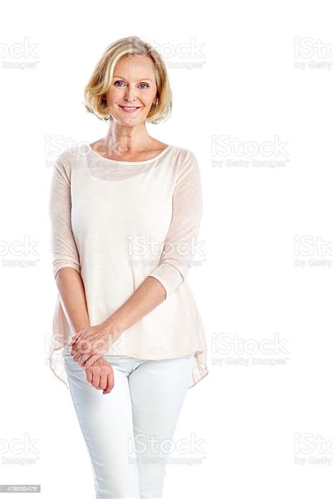 Elegant Mature Woman Standing On White Stock Photo 478335476 IStock