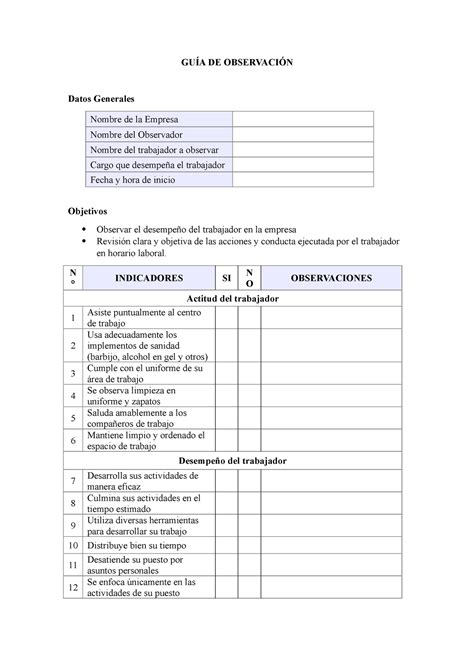 Guía De Observación GuÍa De ObservaciÓn Datos Generales Nombre De La