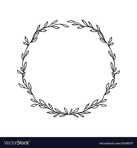 Hand Drawn Floral Wreath Ink Drawing Royalty Free Vector