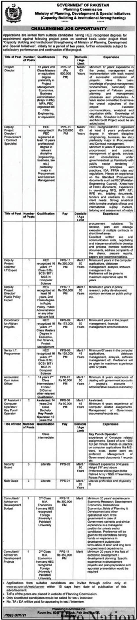 Ministry Of Planning Development And Special Initiative Jobs 2024 Job