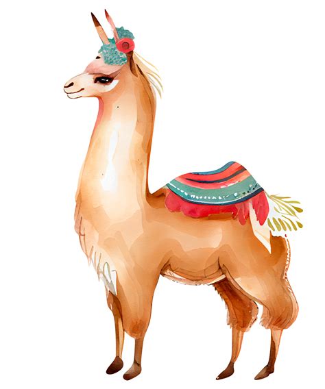 Cute Llama Watercolor Clipart Ai Generative 23399991 Png
