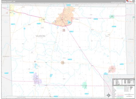 Huron County Oh Wall Map Premium Style By Marketmaps