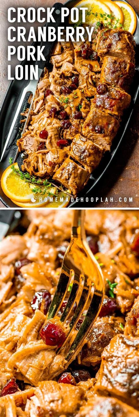 Pour over tenderloin in crock pot, lifting the pork to let the sauce seep underneath. Crock Pot Cranberry Pork Loin! Ultra tender and flavorful crock pot cranberry pork loin is ...