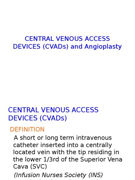 Central Venous Access Devices Cvads And Pdf Intravenous Therapy